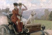 Julius LeBlanc Stewart Les Dames Goldsmith au bois de Boulogne en 1897 sur une voiturette painting